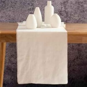 Elegant White French Linen Table Runner